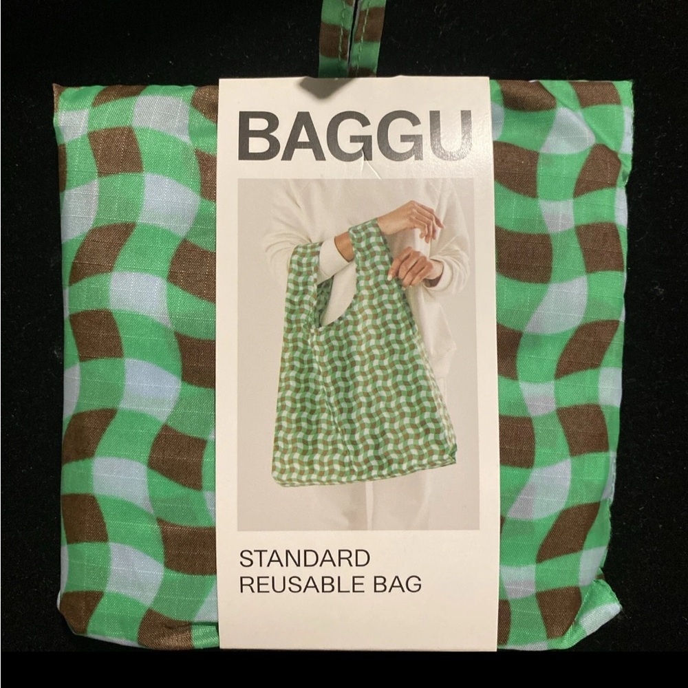 NWT BAGGU WAVY GINGHAM GREEN Standard Reusable Bag